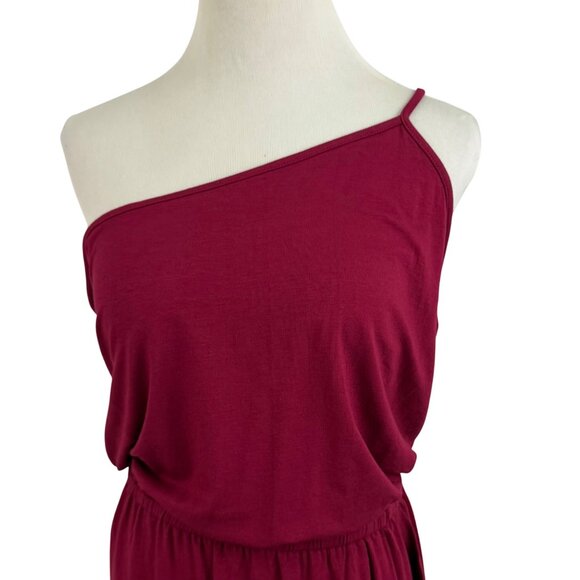 Ann Taylor Dress Women's Large Tall One-Shoulder Midi Elastic Waist Asymmetrical - Picture 4 of 11